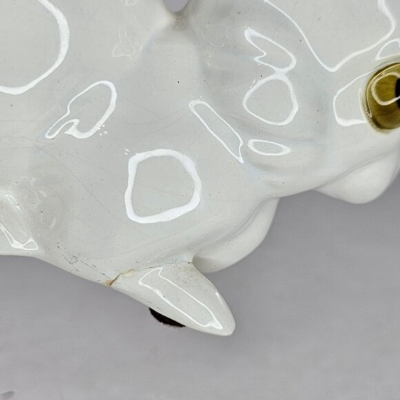 Freeman McFarlin White Rabbit Figurine Lying Down Yellow Eyes *Repaired Foot* - Picture 10 of 10